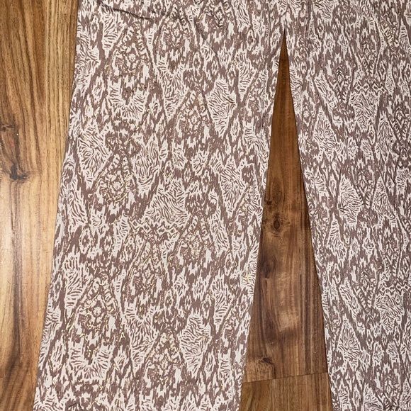 Iman women’s pants large 12 14 palazzo wide leg neutral metalic stretch light - Picture 2 of 5